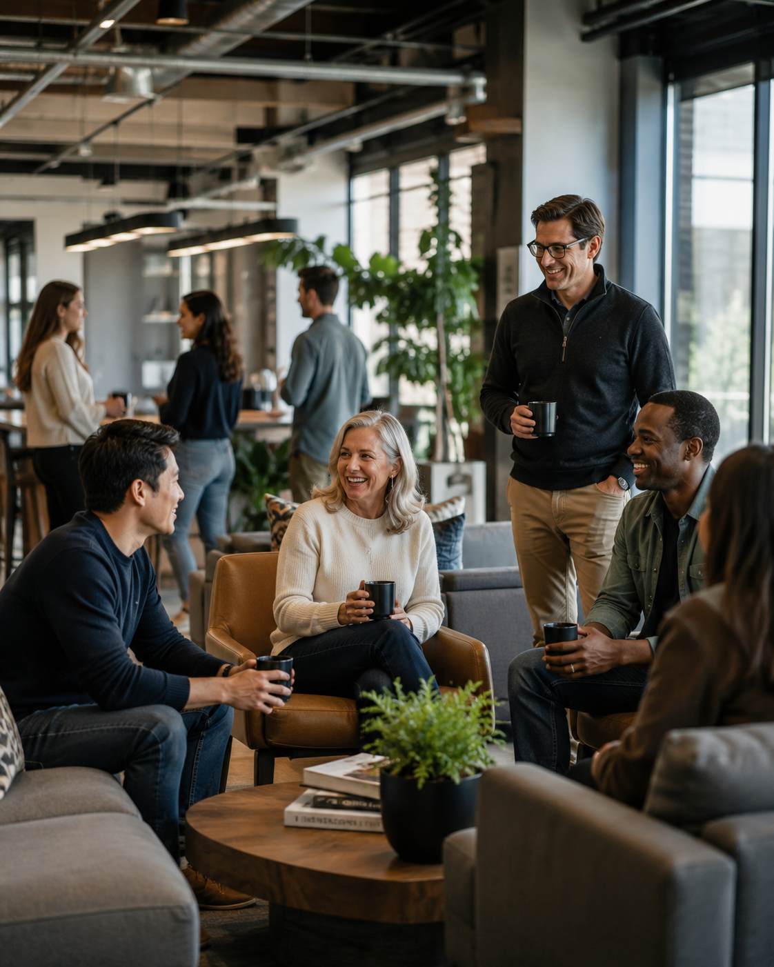 Office conversation between professionals