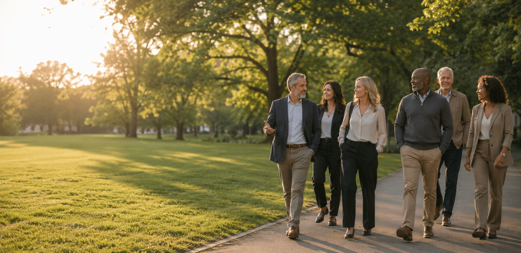 Diverse group of professionals walking together